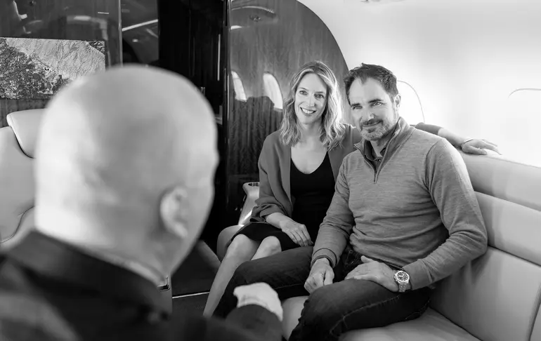 Owners consulting inside a aircraft